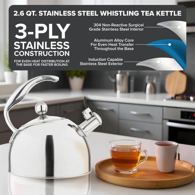 Thumbnail 1 de Viking 2.6 Quart Tea Kettle, Stainless Steel