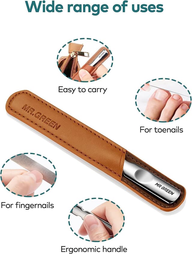 Thumbnail 6 de MR.GREEN Stainless Steel Double-Sided Nail File with Anti-Slip Handle and Leather Case