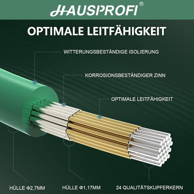 Detalle 2 de HAUSPROFI Universal Begrenzungskabel für Mähroboter (100 m) inkl. 300 Erdspieße & 10 Klemmenblöcke, Ø 2,7 mm
