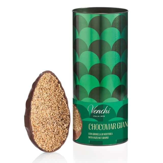 Detalle de Venchi Chocoviar Gianduja-Schokoladenei (330 g) mit „Piemont-Haselnüss“, glutenfrei & Überraschung