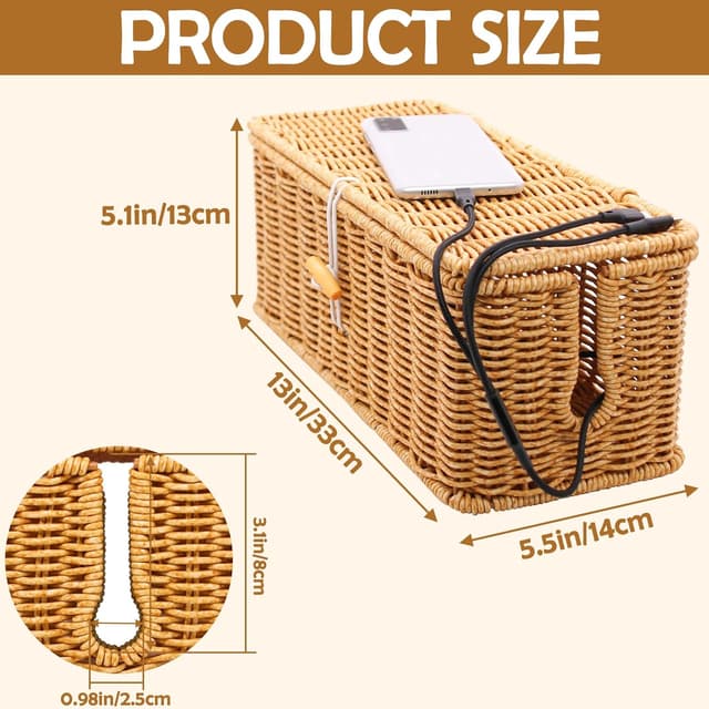 Detalle 2 de Handmade Imitation Rattan Cable Management Box