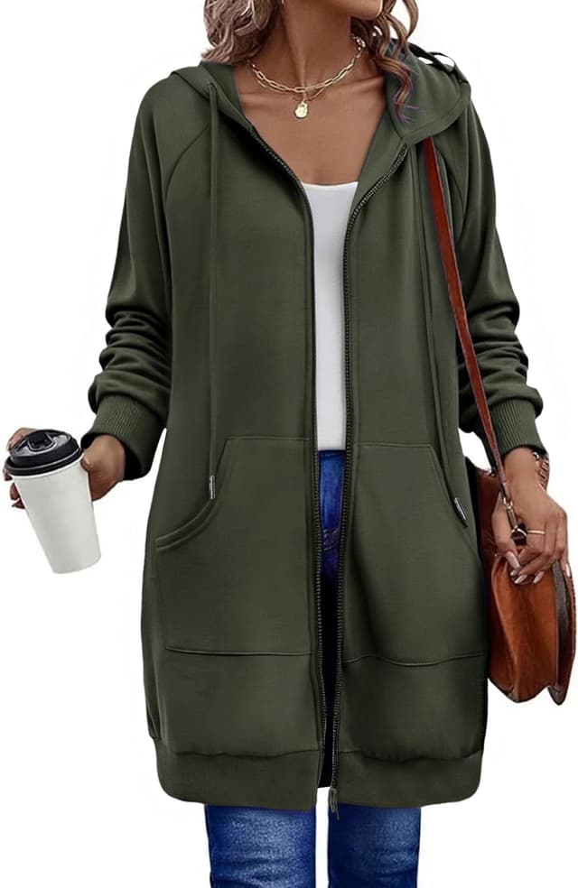 Detalle de Zeagoo Women's Zip Up Hoodie Tunic Sweatshirt