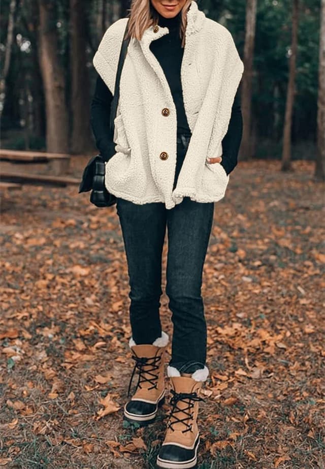 Detalle 2 de Hongqizo Womens Fuzzy Fleece Vest — Sherpa Jacket