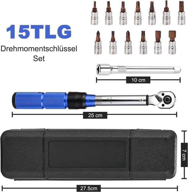 Thumbnail 5 de Philtool 15TLG Drehmomentschlüssel Set für Fahrrad & Zubehör, 2–24 Nm (1/4 Zoll, 72-Zähne-Umschaltknarre)