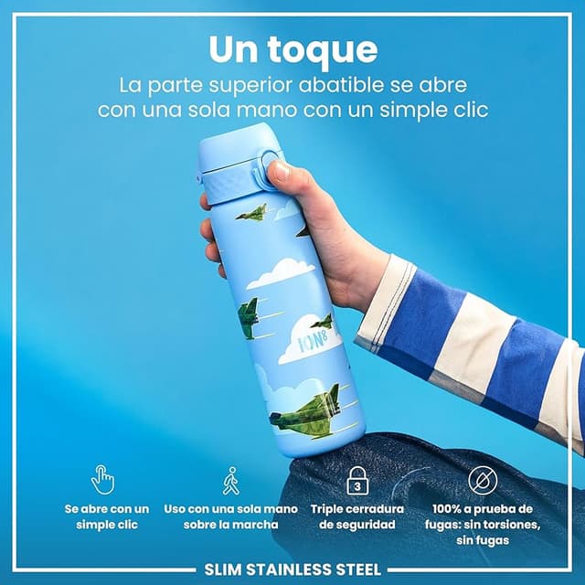 Detalle de ion8 Botella Agua Inox 600 ml, sin aislamiento 💧