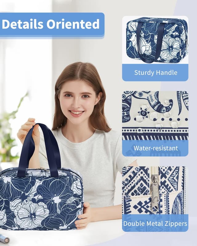 Detalle de Narwey Kulturtasche Damen Groß – Kulturbeutel, Kosmetiktasche und Organizer für Reisen & Alltag