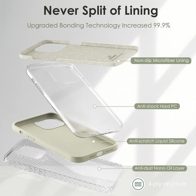Detalle 2 de OIIAEE Liquid Silicone Case for iPhone 13 Pro Max (6.7 inch) – Ultra-slim shockproof cover in Stone