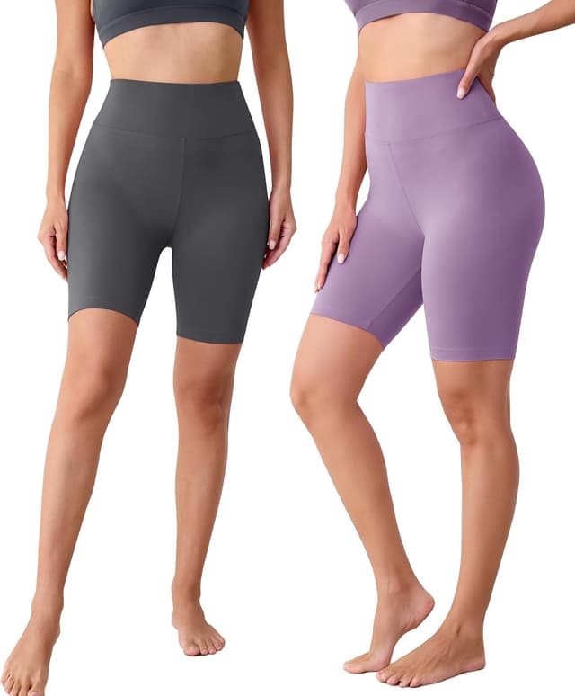 Detalle de VALANDY Creamlush women’s biker shorts with 8" high waist (S–5XL) – buttery soft, 4-way stretch