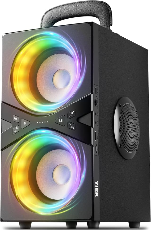 Detalle de YIER Party Bluetooth Speaker with 80W Peak Power, TWS, RGB Lights, and Long Playtime