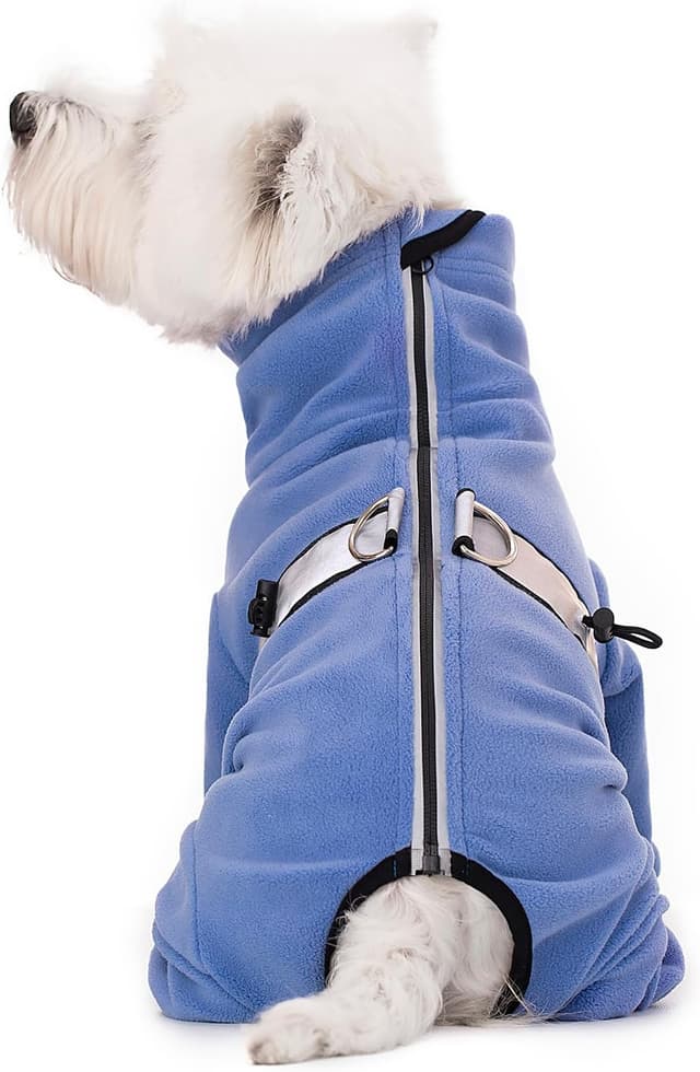 Detalle de BT Bear Warm Small Dog Warm Coats Jackets (Polar Fleece) with D-Ring, Adjustable Fit – Blue XS