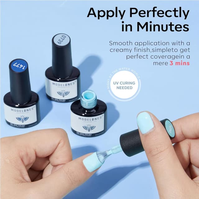 Thumbnail 5 de modelones Blue Gel Nail Polish Set 6 Colors 28+ days