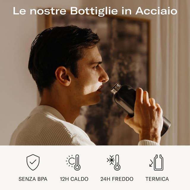 Detalle 2 de waterdrop Borraccia Termica in acciaio inox da 600 ml: mantiene caldo 24 ore e freddo 12