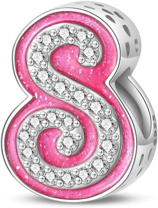 Detalle de LNQOBU A-Z Rosa Buchstabe Charm aus 925er Sterlingsilber für Armband & Kette