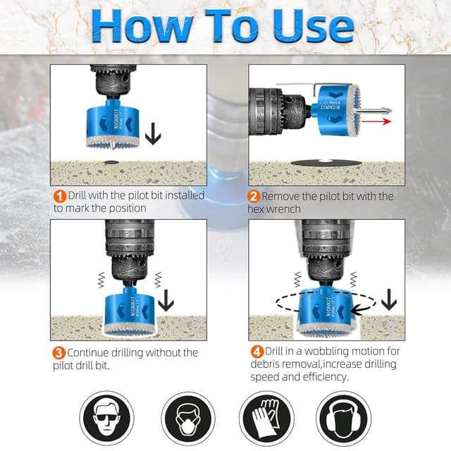 Thumbnail 6 de NICAVKIT 30 mm Diamant-Lochsäge mit 2 Zentrierbohrern für Fliesen & Keramik