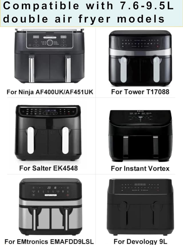 Detalle de Xaarmonex Silicone Air Fryer Liners 2 Pack for Dual Zone Ninja & other large air fryers