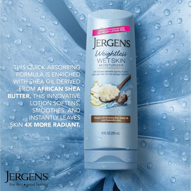 Detalle 2 de Jergens Wet Skin Body Moisturizer with Shea Butter Oil (In-Shower Lotion), 10 Oz