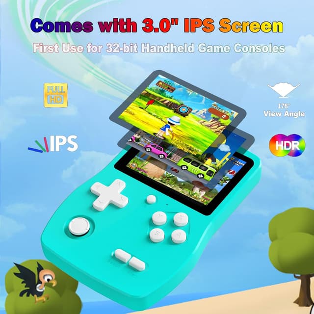 Detalle de Bornkid Portale Giocattolo per Bambini con 139 videogiochi a 32 bit, schermo IPS 3,0” e batteria ricaricabile USB-C