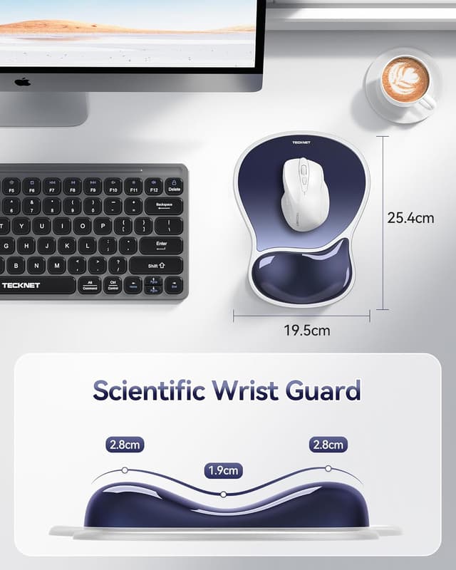 Detalle de TECKNET Mouse Mat Wrist Support with Gel Wrist Rest (Ergonomic gel mousepad) – Gradient Blue