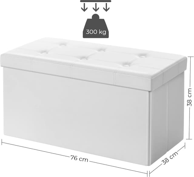 Detalle de SONGMICS LSF040R01 cassapanca contenitore da 76 cm con pouf imbottito e capacità fino a 89 L