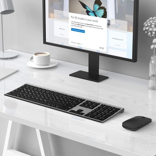 Thumbnail 6 de seenda KS15F kabelloses Tastatur-Maus-Set 2,4G (QWERTZ) ultraflach, wiederaufladbar, Grau/Schwarz