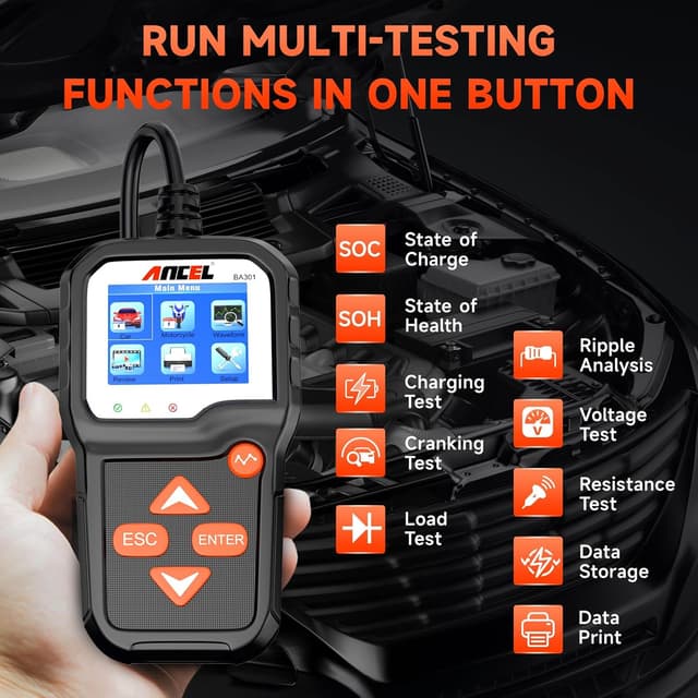 Detalle 2 de ANCEL BA301 Probador de Carga de Batería y Analizador de Alternador 6V/12V