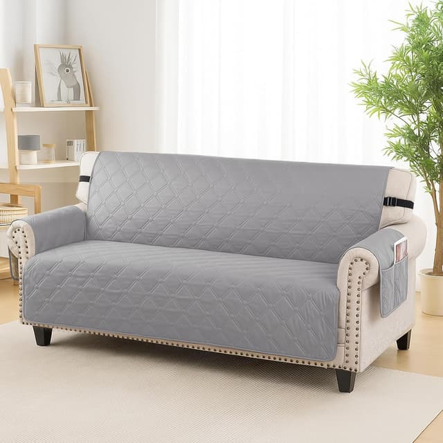 Detalle 2 de Ystyle Housse de canapé imperméable 4 places avec accoudoirs gris clair