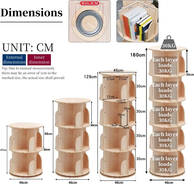 Detalle 2 de Drehbares Bücherregal mit 360 Grad