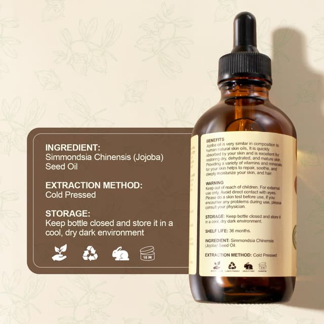 Thumbnail 6 de Yoken 4oz Jojoba Oil (EWG Verified) — 100% Pure Cold-Pressed Jojoba Oil for Face, Hair, Nails & Skin