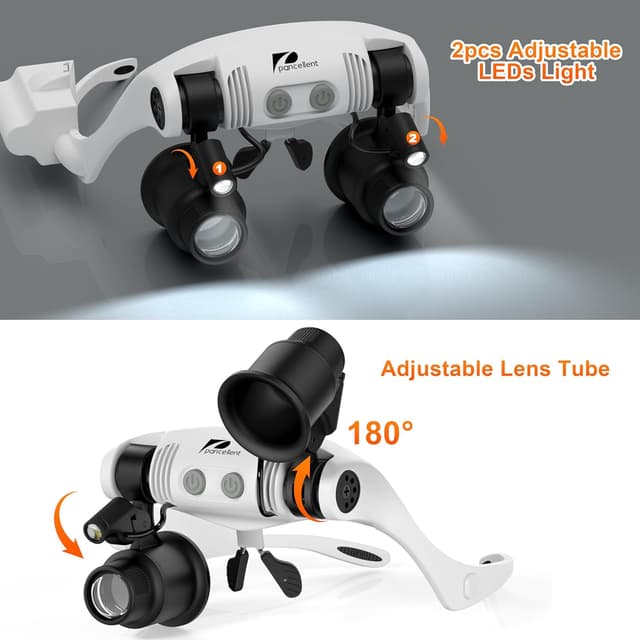 Detalle de Pancellent lente d’ingrandimento per riparazione orologi con 4 lenti staccabili, 2 LED e pinzette di precisione antistatiche