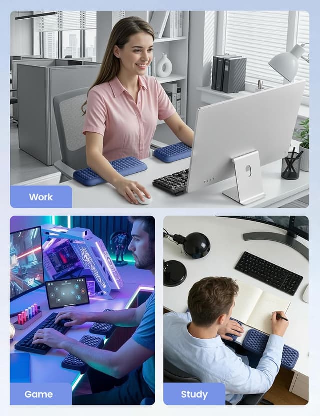 Detalle 2 de VAYDEER Lot de 2 coussins en forme de L pour coudes et repose-poignets en mousse à mémoire de forme