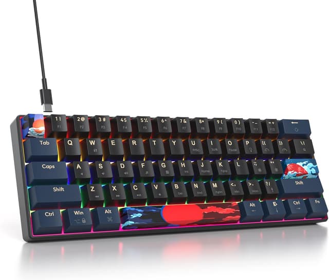 Imagen de SOLIDEE 60% 61‑Tasten Gaming‑Tastatur mit roten Schaltern en OfertitasTOP