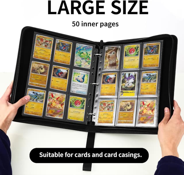 Detalle de Raccoglitore Carte Pokémon con 50 pagine doppia faccia e capacità fino a 900 carte (album in pelle PU impermeabile)