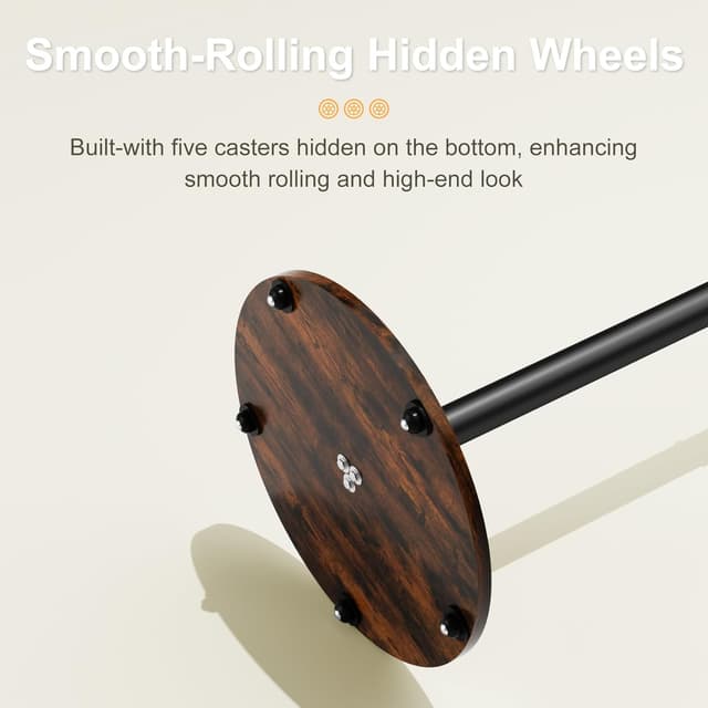 Detalle 2 de unho Floor TV Stand with Wheels & Adjustable Height – VESA 600x400 for 40–75 inch TVs, black