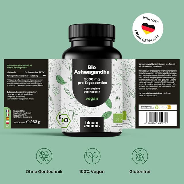 Thumbnail 6 de Ashwagandha Kapseln 365 vegan, 2600 mg täglich
