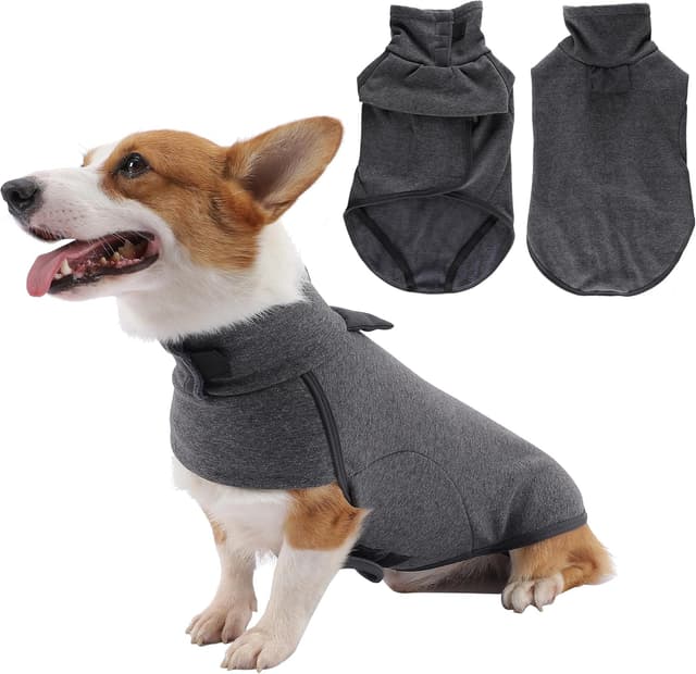Detalle de Leberna Dog Jumper Fleece Vest Sweater (Grey, S) – warm & lightweight pullover for small to medium dogs