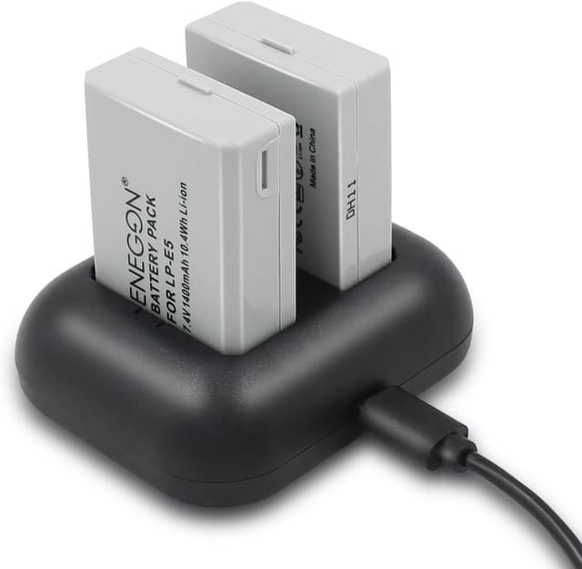 Detalle de ENEGON Ersatzbatterie 1400mAh 2er Pack mit Dual‑Ladegerät