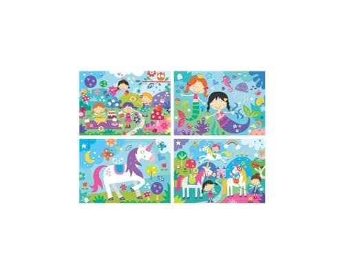 Detalle 2 de Educa 4 en 1 Mundo de Fantasía 🧩 Puzzles Infantiles de 20 a 80 piezas, 4+ años