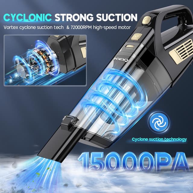 Detalle 2 de CKIKH Handheld Vacuum 15000PA Powerful Suction 🧹