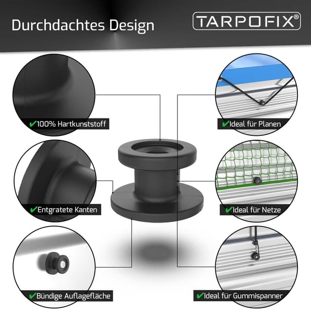 Thumbnail 4 de Tarpofix Planenhaken rund inkl Anhängernieten 20 Stück