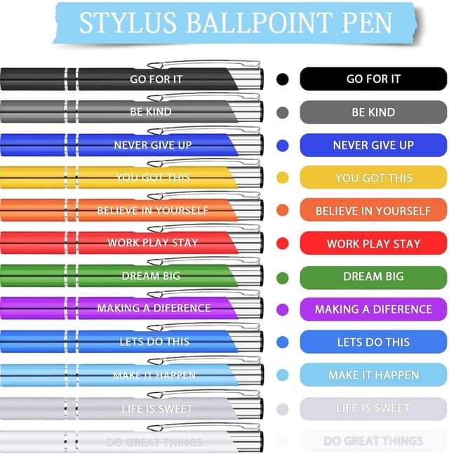 Detalle 2 de AUAUY Einziehbare Kugelschreiber-Set (12 Stück) mit Metallgehäuse, schwarzer Tinte, Klickmechanik