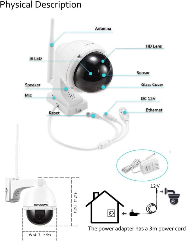 Detalle de Topodome Metallo telecamera Wi-Fi esterna 5MP