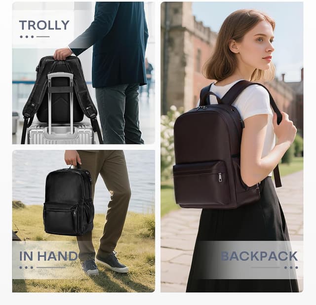 Detalle de BAGZY Laptop Backpack for Men (15.6-inch) Waterproof Travel Bag with USB Port, 40x30x15 cm