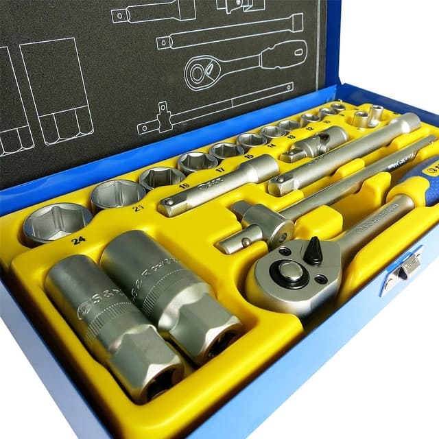 Detalle de S&R 20-Piece 3/8" Socket Set with Lock-Drive Profile in Metal Box