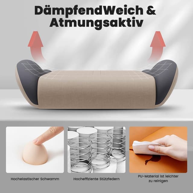 Detalle de SUKIDA Gaming Stuhl mit Fußstütze, Kopfstütze und verstellbarer Rückenlehne (beigegrau)