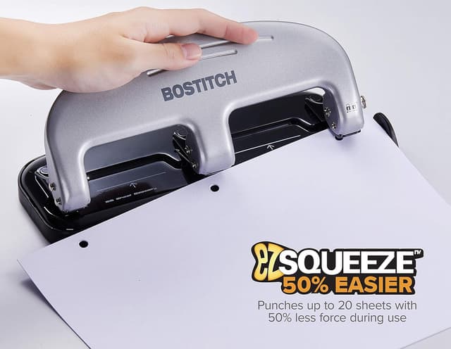 Detalle de Bostitch Office EZ Squeeze 3-Hole Punch, 20-sheet