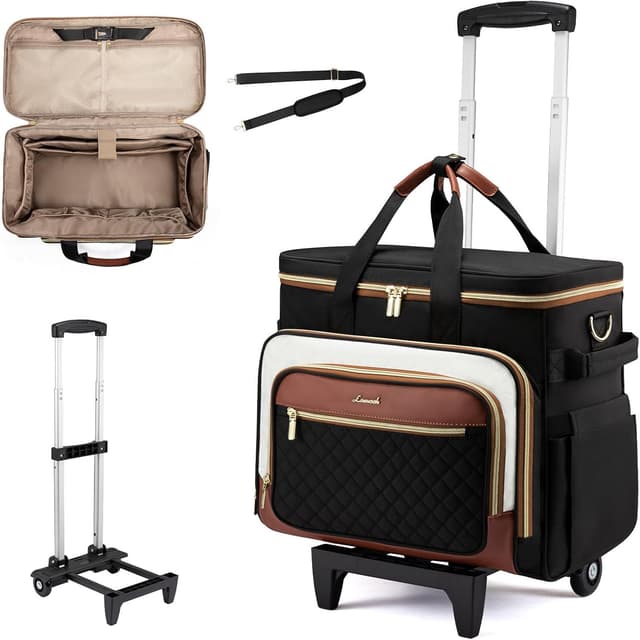 Detalle de LOVEVOOK Rolling Teacher Bag with Detachable Dolly and Laptop Compartment (Fits 17.3-inch Laptop)