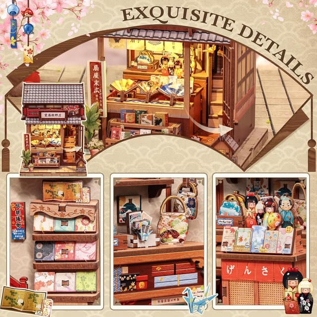 Detalle de CUTEBEE Book Nook Kit Tsukino Eogi-dou – DIY Miniatur-Haus als japanisches Bücherregal-Diorama mit LED