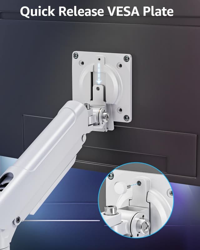 Detalle 2 de ELIVED EV6012W Supporto per monitor doppio (2 monitor) 13–32" con VESA 75/100 mm, bianco