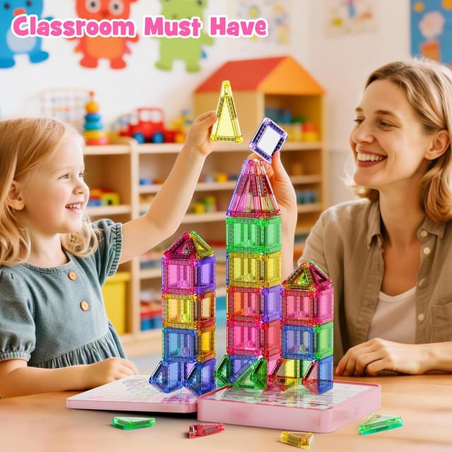 Detalle de iburge magnetische Bausteine Reisespielzeug – 60-teiliges Mini-Set in Metallbox, für Kinder ab 3 Jahren