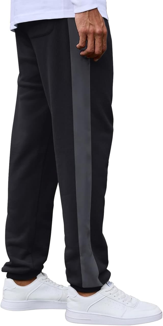 Detalle de HMIYA Jogginghose Herren aus Baumwolle mit Taschen und Seitenstreifen – klassische Trainings- & Freizeithose